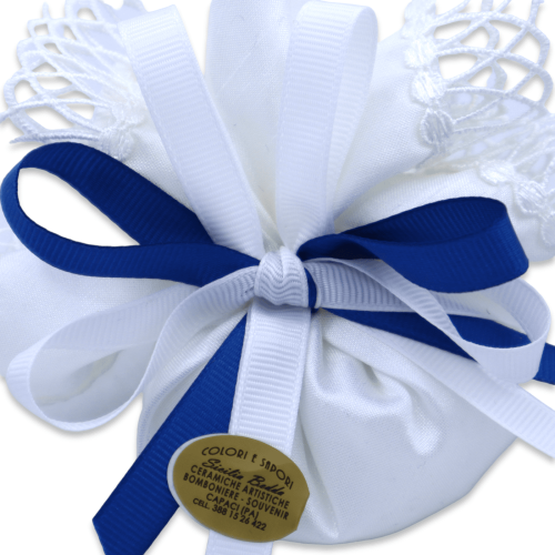 Sicilian majolica print cotton bag with Elegance organza ribbon
