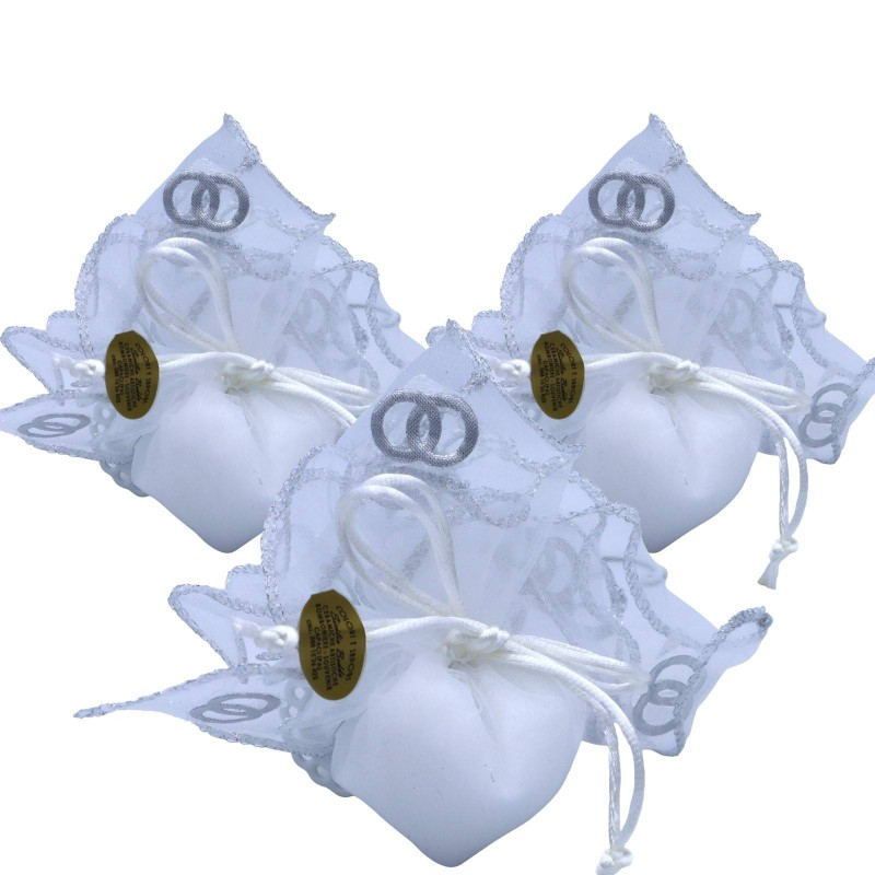 Saccoccio veil WEDDING SILVER 25th Anniversary SILVER WEDDING - 5 Confetti inside - Size: 23 X 23 cm - 