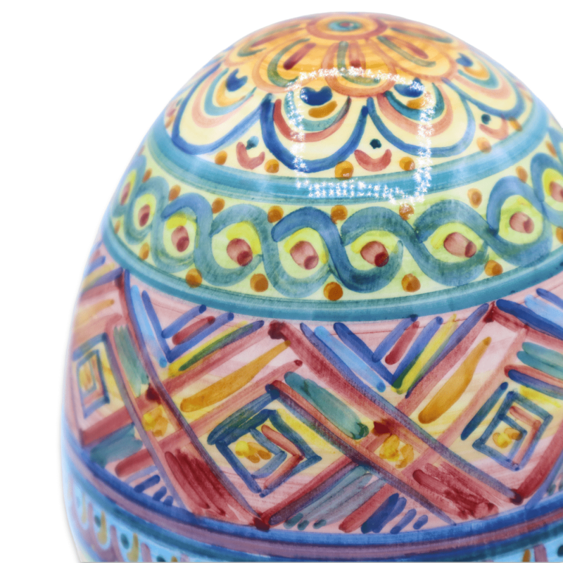 Ei mit mehrfarbigem Dekor aus Caltagirone-Keramik, zwei wählbare Größen, (1 Stück) Mod. FL - 