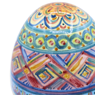 Ei mit mehrfarbigem Dekor aus Caltagirone-Keramik, zwei wählbare Größen, (1 Stück) Mod. FL - 