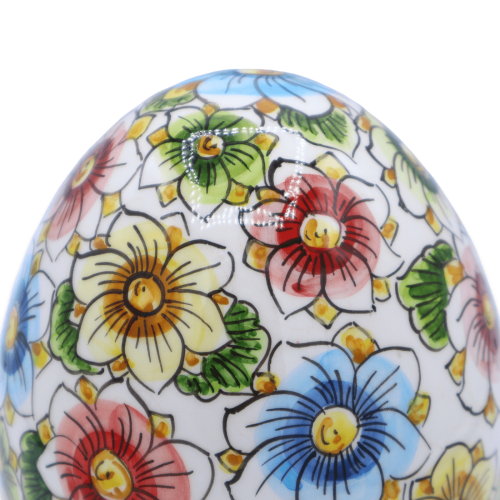 Ceramic ei Caltagirone, gedecoreerd met verkleurde bloemen, 18 cm approx. Mod -  2