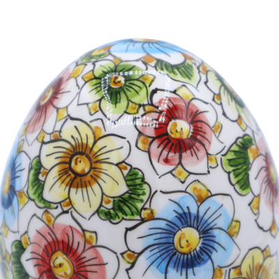 Ceramic ei Caltagirone, gedecoreerd met verkleurde bloemen, 18 cm approx. Mod - 