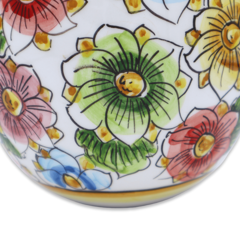 Owoce z ceramiki z Caltagirone, ozdobione wielowarstwowymi kwiatami, h 18 cm ca. w mod. FL - 