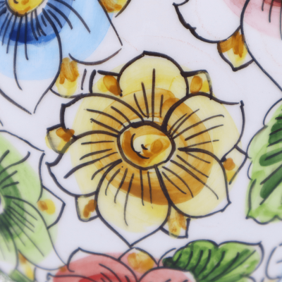 Uovo in ceramica di Caltagirone h 22 cm ca. decorato con Fiori multicolore Mod. FL - 