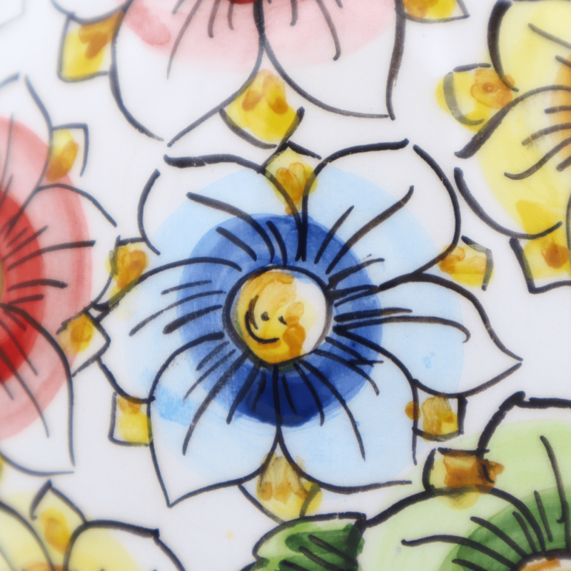 Uovo in ceramica di Caltagirone h 22 cm ca. decorato con Fiori multicolore Mod. FL - 