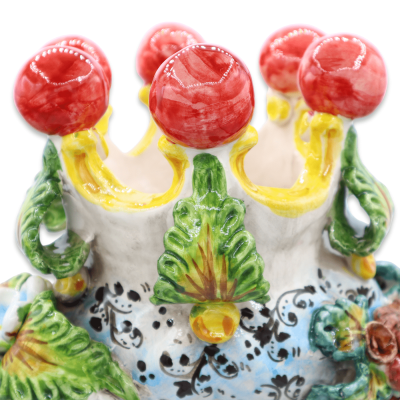 Pair of Caltagirone Moor's Heads with Fruit Model, 40 cm high - 