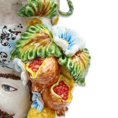 Pareja de Cabezas de Moro de Caltagirone con Modelo de Fruta, 40 cm de altura - 