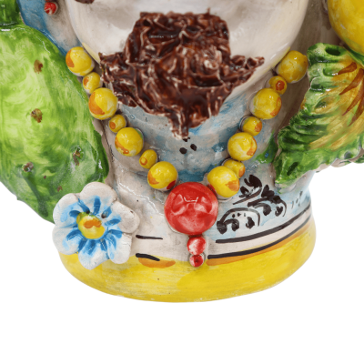 Paire de têtes de Maure de Caltagirone avec modèle de fruits, 40 cm de haut - 
