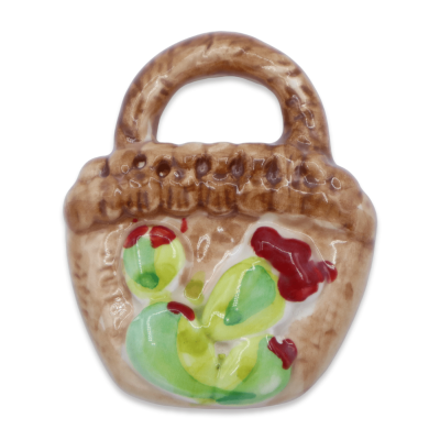 Keramikmagnet in Form eines sizilianischen Coffa, Kaseldekoration und -farbe, ca. H 6 cm x B 5 cm. (1 Stück) CAN-Mod - 