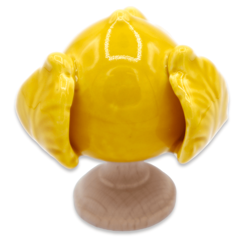 Pumo in fine ceramic and wooden stem, color selectable, h 6 cm approx. (1pc) Mod DEN - 