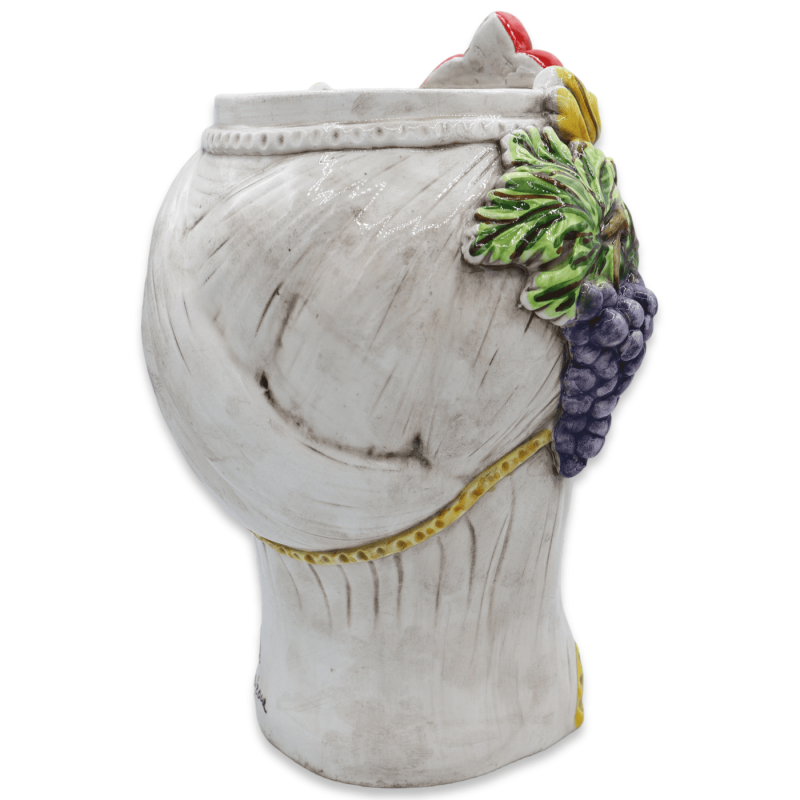 Testa di Moro Caltagirone con cenefa y aplicaciones de limones y uvas, h 28cm aprox. (1ud) Mod.RP - 