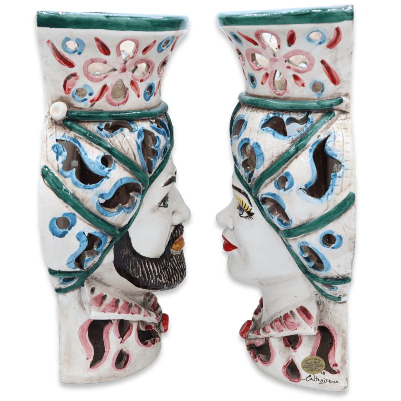 Moor's Head Mural (to hang) Caltagirone ceramic, perforated, h 35 cm approx. (1pc) MD1 - 