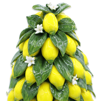 Zitronenpyramide aus feiner Keramik, Orangenblütenblätter und -blüten, zwei Größenoptionen (1 Stück) - 