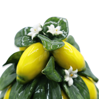 Pyramid of Lemons stand in fine ceramic, orange blossom leaves and flowers, two size options (1pc) - 
