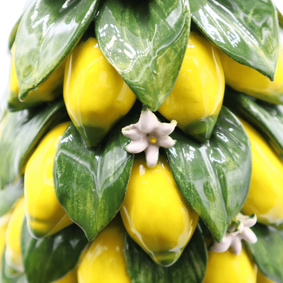 Zitronenpyramide aus feiner Keramik, Orangenblütenblätter und -blüten, zwei Größenoptionen (1 Stück) - 