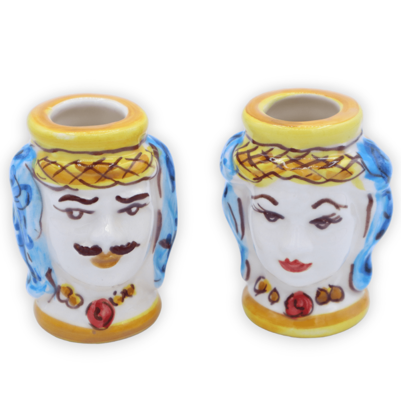 Toothpick Holder Testa di Moro in Caltagirone ceramic, selectable for Man or Woman, h 7 cm x L 4 cm approx. (1Pcs) Mod -