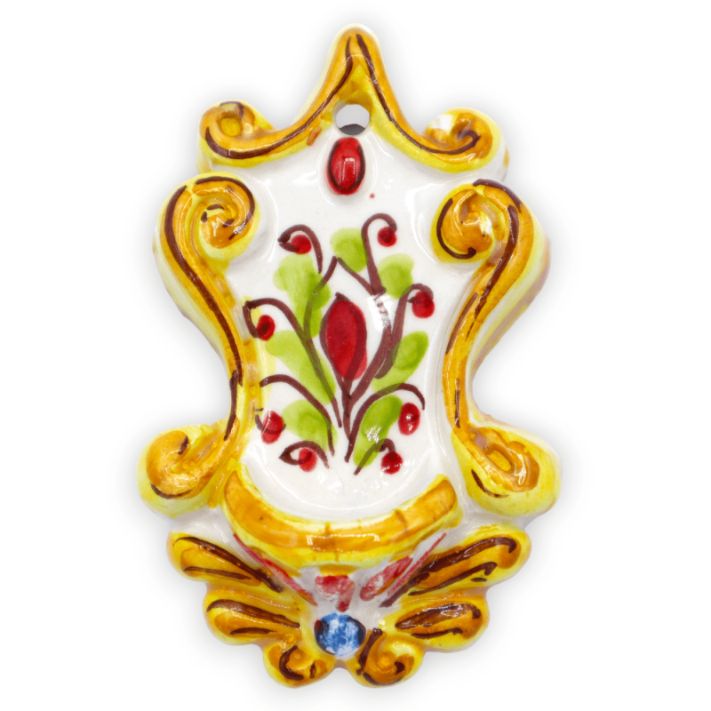 Acquasantiera (1Unità) in ceramica Caltagirone, decoro selezionabile, h 8 cm x L 5 cm ca. - 