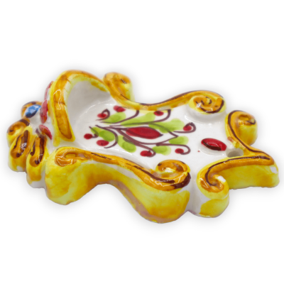 Caltagirone ceramic stoup, selectable decoration, h 8 cm x w 5 cm approx. (1pc) CAN mod - 