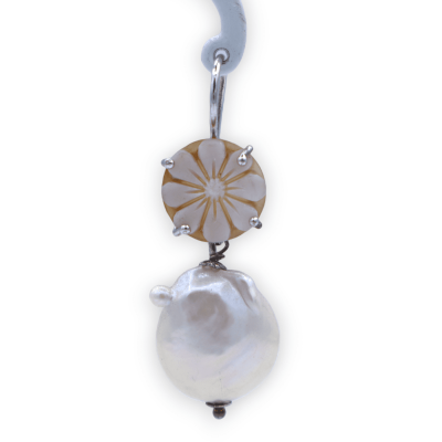 Brincos alavanca em prata 925 altura 5 cm com pérolas Cameo e Scaramaze - 