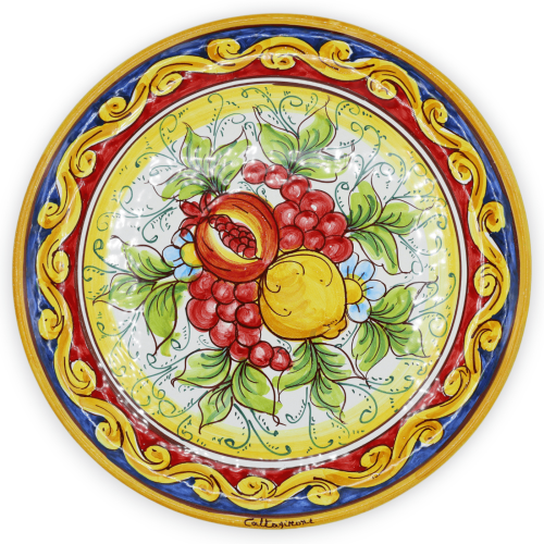 Kaffeservice för 6 personer keramisk Caltagirone, fruktdekoration och utsmyckad barock, L 30 cm x h 12 cm ca.TD -  2