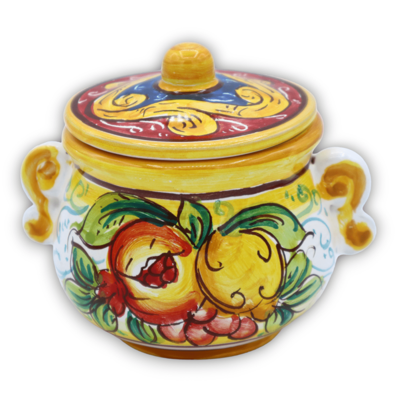 Coffee service for 6 people in Caltagirone ceramic, fruit and Barocco decoration, L 30 cm x h 12 cm approx. Mod TD - 