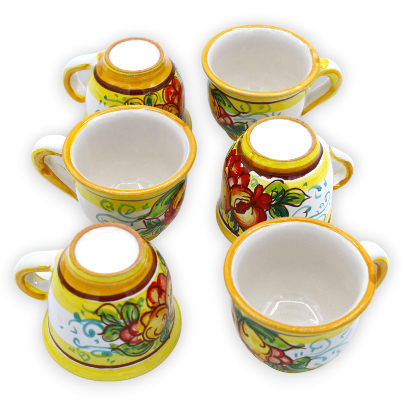 Serviço de café para 6 pessoas em cerâmica Caltagirone, frutas e decoração barroca, C 30 cm x a 12 cm aprox. Mod TD - 
