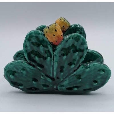 Porte-serviettes en céramique sicilienne en forme de feuille de figue de Barbarie - disponible en vert-de-gris ou bleu c