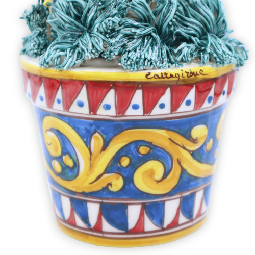 Caltagirone-Keramikvase mit Agave und Schnecken – H ca. 30 cm. Sizilianische Wagendekoration TYP 1 -  2