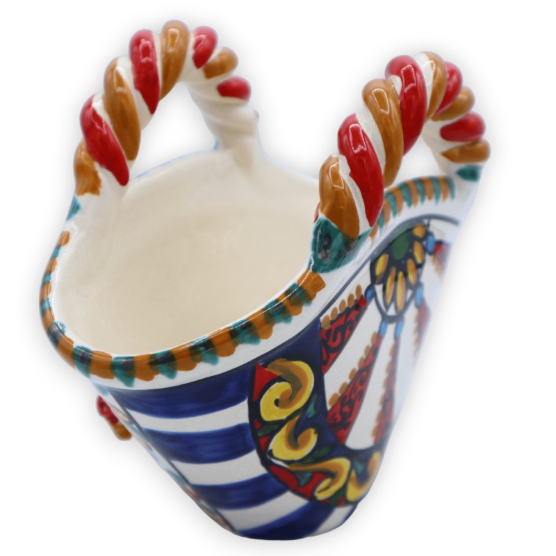 Caltagirone keramikkaffe med applikation av snäckrosa, siciliansk vagnhjulsdekor, L 20 cm x h 17 cm ca. - 