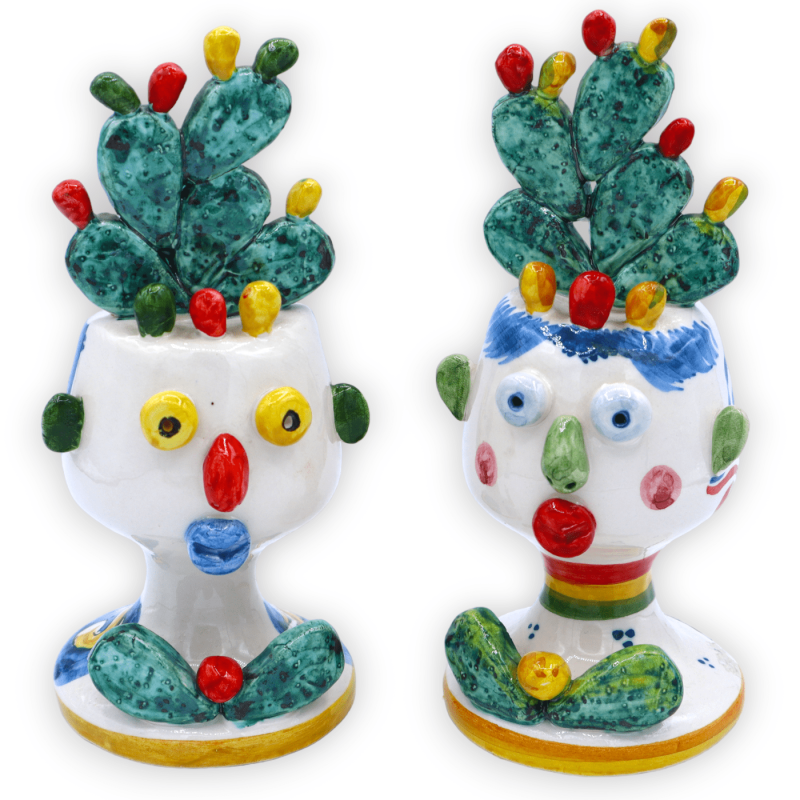 Pagliaccio prickly pear shovel in Caltagirone ceramic, selectable decoration, h 20 cm approx. (1pc) - 