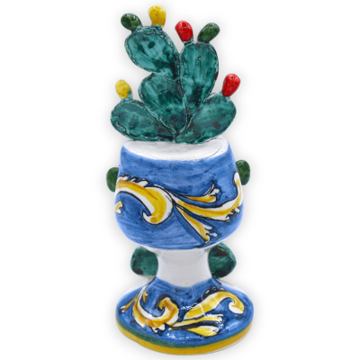 Pagliaccio pala di ficodindia in ceramica di Caltagirone, decoro selezionabile, h 20 cm ca. (1Unità) - 