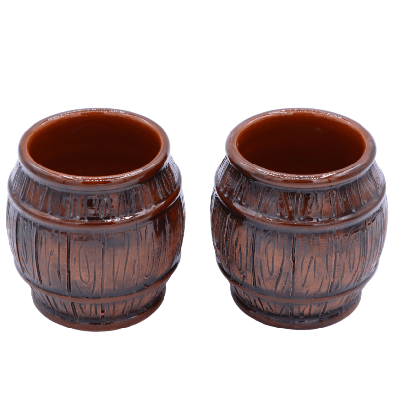 Bicchiere porta-penne a forma di botte in ceramica Siciliana, h 10 cm x Ø 9 cm ca. Mod BN - 