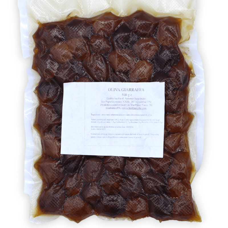 Sycylijskie czarne oliwki Giarraffa, 500g - 