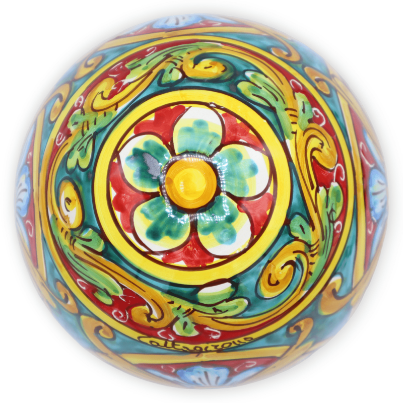 Jajko ceramiczne Caltagirone, dekoracja barokowa i kwiatowa, wys. 20 cm i śr. 15 cm ok. Mod TD - 