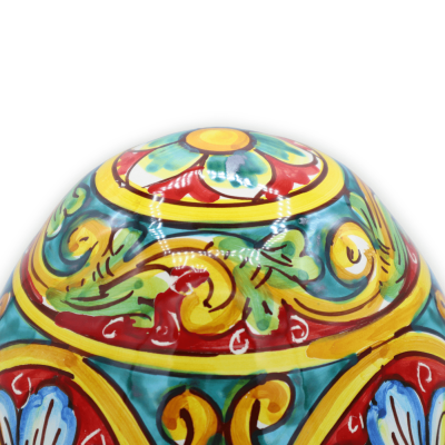 Ei aus Caltagirone-Keramik, Barock- und Blumendekor, H 20 cm und Ø ca. 15 cm. TD-Modell - 