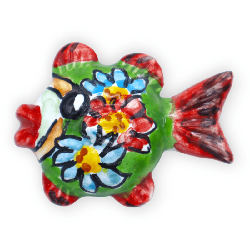 Magnes magnetyczny z sycylijskiej ceramiki w kształcie ryby z losową dekoracją - L ok. 5 cm. (1 szt.) Mod BN - 