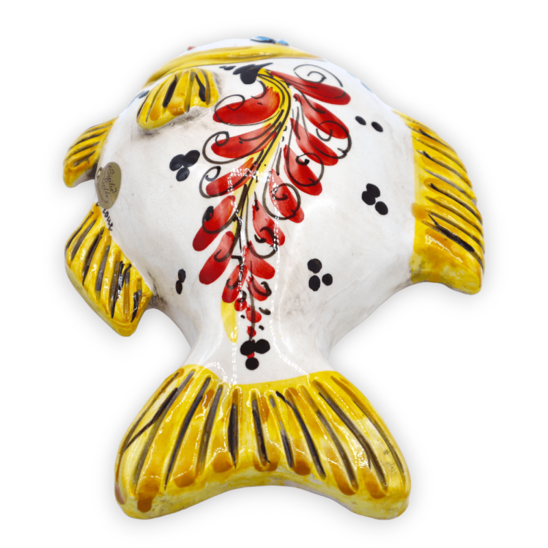 Peixe de parede em cerâmica Caltagirone, decoração do século XVII - C 25 x a 17 cm aprox. modo rp - 