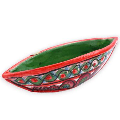 Antipasti-Boot aus Caltagirone-Keramik, zufällige Dekoration, L 17 cm x H 6 cm ca. (1 Stück) RP Mod - 