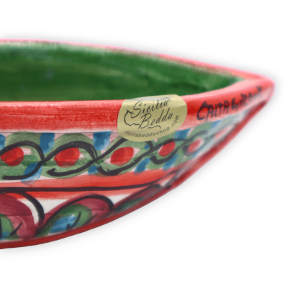 Antipasti-Boot aus Caltagirone-Keramik, zufällige Dekoration, L 17 cm x H 6 cm ca. (1 Stück) RP Mod - 