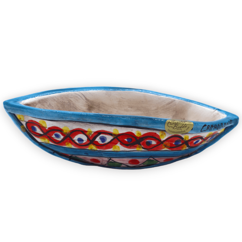 Embarcación entremeses en cerámica Caltagirone, decoración aleatoria, L 17 cm x h 6 cm aprox. (1pc) Mod RP - 