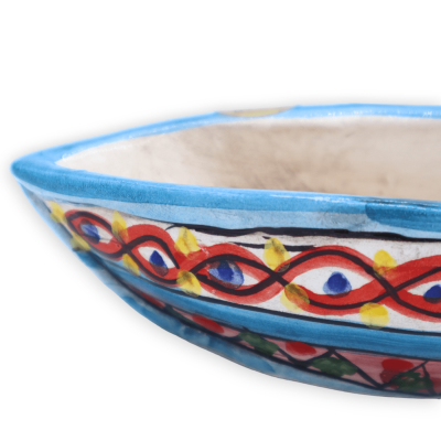 Barca in ceramica di Caltagirone, decoro casuale, L 17 cm x h 6 cm ca. (1pz) Mod RP - 