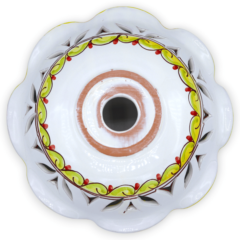 Ceramiczny żyrandol Caltagirone, ząbkowany i perforowany, różne rozmiary (1 szt.) barokowa dekoracja na niebieskim tle -