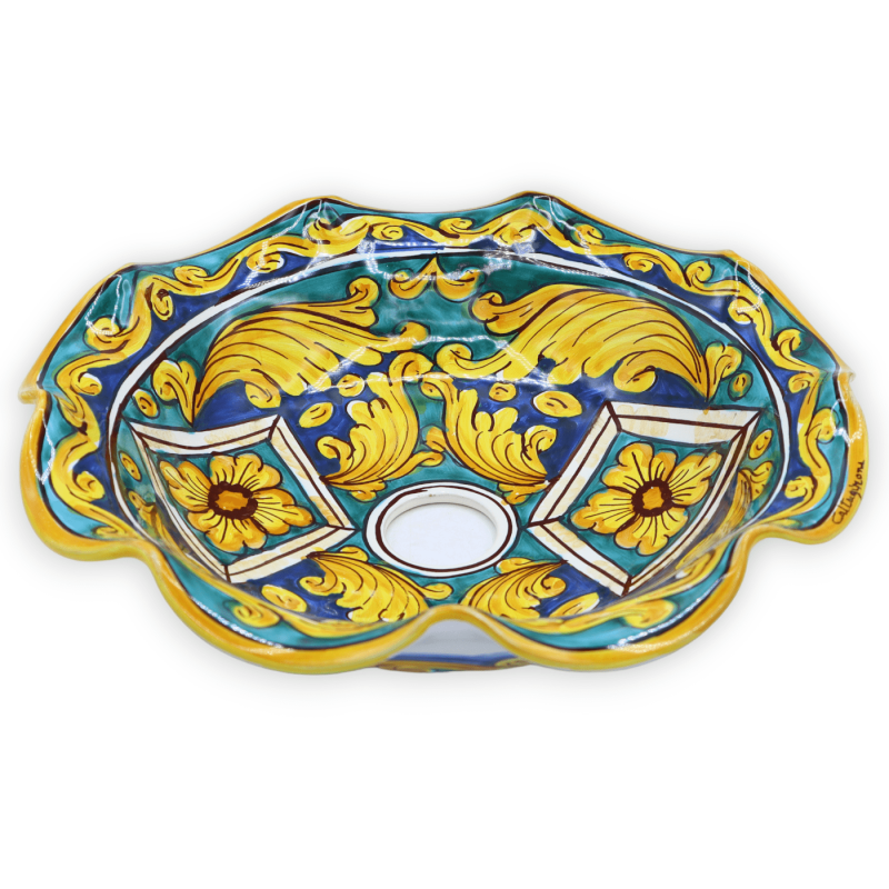 Placa lustre em cerâmica Caltagirone, com vários tamanhos (1 peça) decoração barroca e geométrica - 