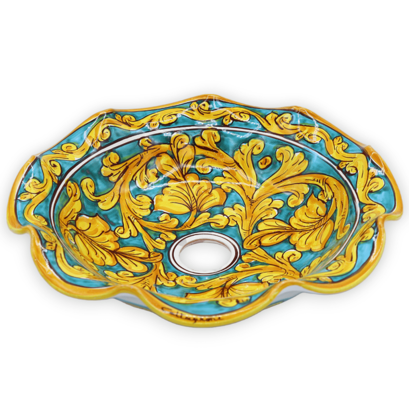 Caltagirone ceramic chandelier plate, baroque decoration, available in three sizes (1pc) - Mod TD - 