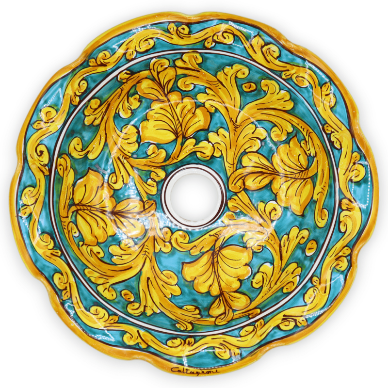 Caltagirone-Keramik-Kronleuchterplatte mit Wellenschliff, verschiedene Größenoptionen (1 Stück), klassische Barockdekora