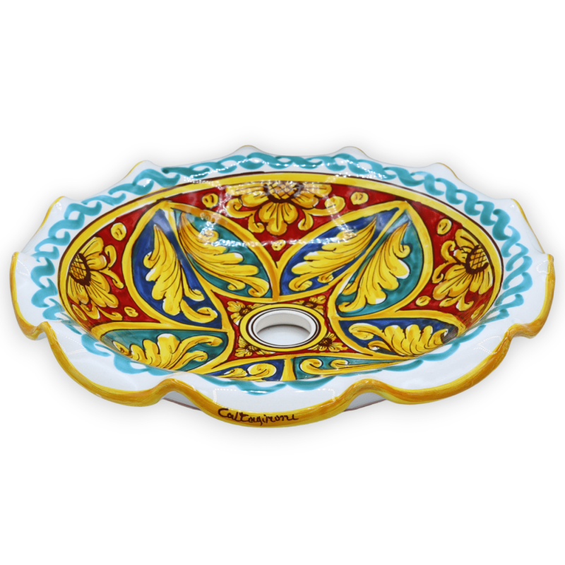 Ceramiczny żyrandol Caltagirone, różne opcje rozmiaru (1 szt.) Dekoracja barokowa, geometryczna i kwiatowa - 