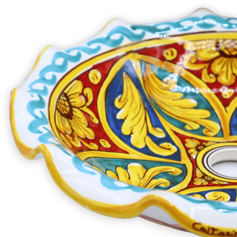 Caltagirone keramische geschulpte kroonluchterplaat, verschillende grootteopties (1pc) barok, geometrische en bloemendec