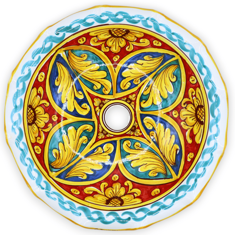 Ceramiczny żyrandol Caltagirone, różne opcje rozmiaru (1 szt.) Dekoracja barokowa, geometryczna i kwiatowa - 