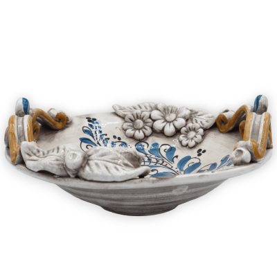 Centrotavola in ceramica Caltagirone, decoro '600 Blu, diametro 26 cm ca. Mod RP - 