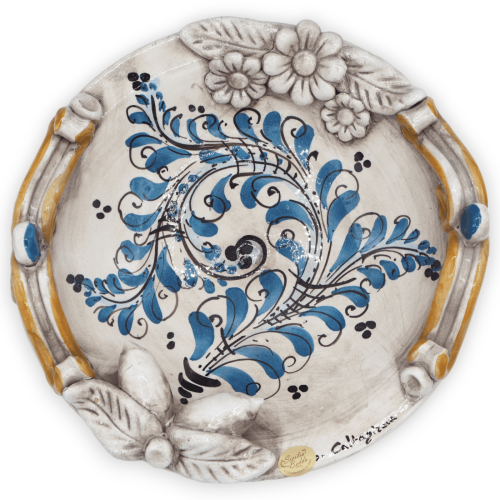 Centrotavola in ceramica Caltagirone, decoro '600 Blu, Ø 26 cm ca. Mod RP -  2